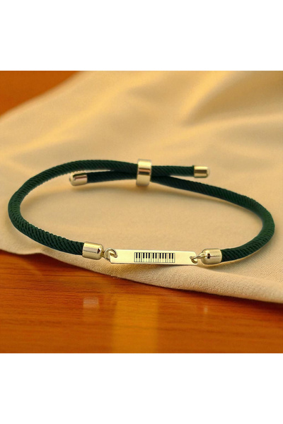 ARCHINO GOLD Altın Plakalı 14 Ayar Piyano Temalı Dikdörtgen Motifli Yeşil Örg...