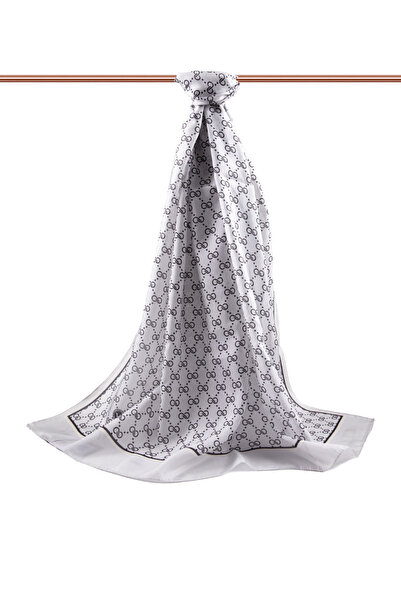 Vissona 100% silk small motif patterned gray colored 92x210 shawl