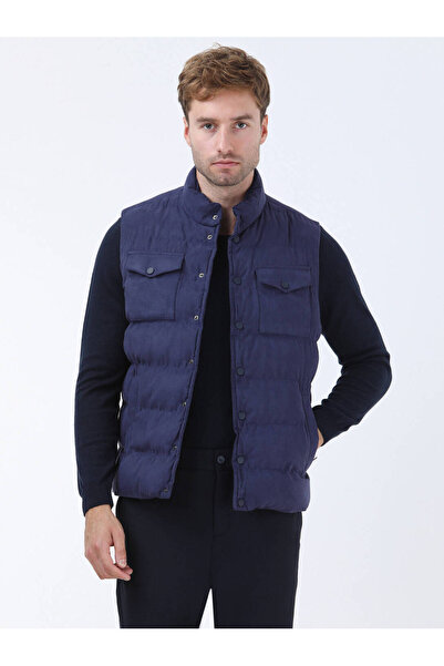 Kip Светлосиньо, с редовна кройка, с изправен яка, ежедневно, тъкано, спортно жилетче