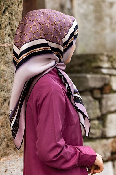 Vissona 57% Mătase 43% VISCOS Twill Mătase Aur Inel Pudră - Culoare Neagră 90x90 Eșarfă Forma de plantare: E