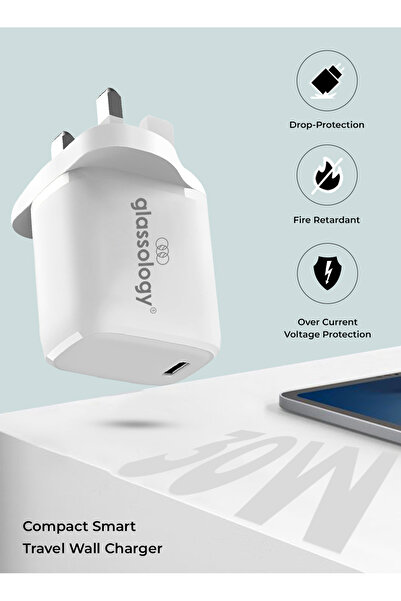 Glassology شاحن سريع ومحول سفر لأجهزة iPhone - صغير الحجم وآمن وفعال