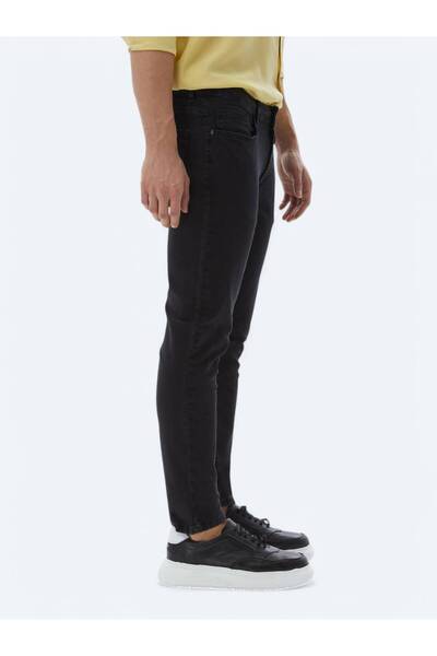 Kip Siyah Slim Fit Denim Pamuk Karışımlı Pantolon
