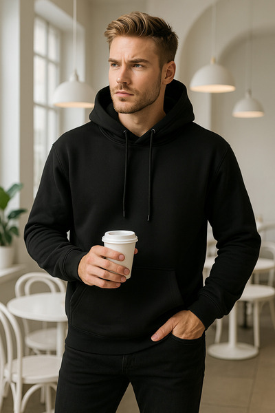 Rich Ανδρικό βαμβακερό φούτερ με κουκούλα και λεπτομέρειες με κουκούλα