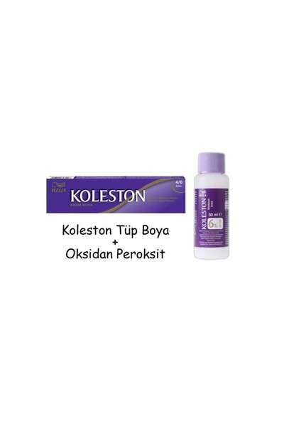 Wella Koleston Tüp Boya 50 ml - 4.0 Kahve + 20 Vol Oksidan Peroksit