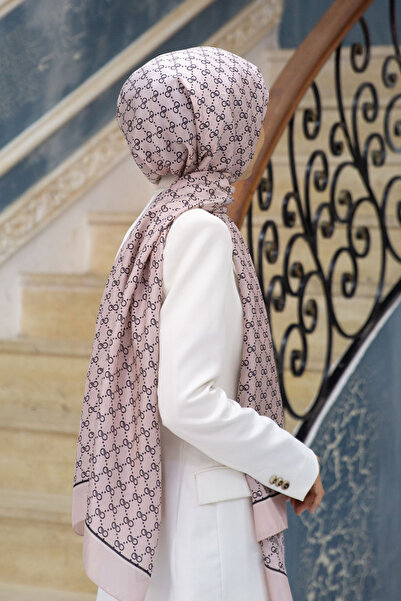 Vissona 100% Silk Tiny Motif Patterned Powder Colored 92X210 Shawl