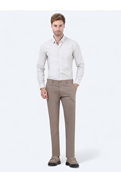 Kip Pantaloni casual din amestec de bumbac, cu țesătură simplă, slim fit