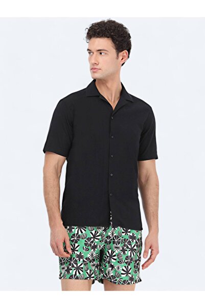 Kip Повсякденна чорна сорочка з візерунком, прямий крій, бавовна