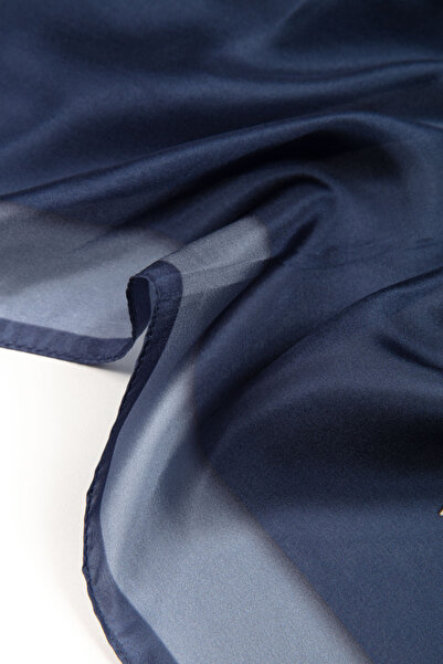 Vissona 100% Silk Ethnic Patterned Dark Blue - Indigo Colored Shawl