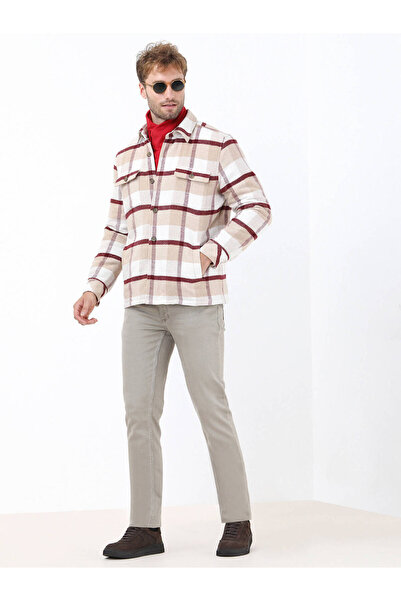 Kip Vizon Kareli Regular Fit Dokuma Pamuk Karışımlı Overshırt