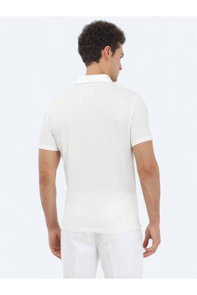 Kip Біла жакардова футболка з поло-комірцем, 100% бавовна