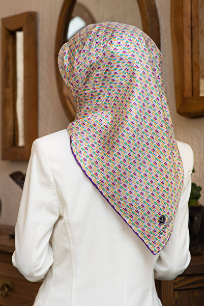 Vissona 100% шовк твіл з лінійним візерунком, фіолетовий колір, 90x90 шарф Спосіб пошиття: ручне шиття