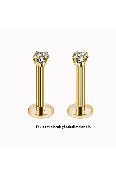Heppii Mini Tektaş Cerrahi Çelik Piercing Tragus Helix Kıkırdak Conch Gold Renk 8 mm