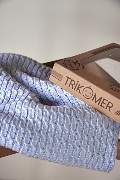 Bursa Trikomer Yenidoğan Saç Örgü Triko Özel Kutulu Bebek Battaniyesi