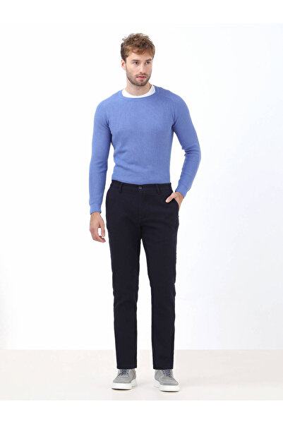 Kip Темно-сині тканинні брюки Slim Fit Casual з бавовняною сумішшю