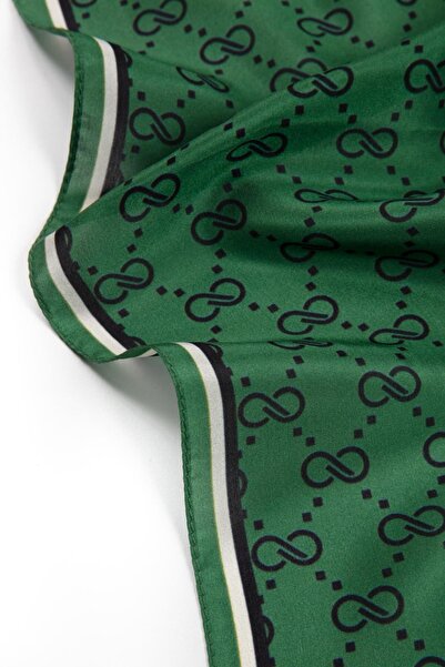 Vissona 100% Silk Tiny Motif Patterned Emerald Green Colored 92X210 Shawl