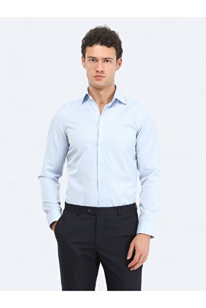 Kip Світло-блакитна класична бавовняна сорочка Slim Fit