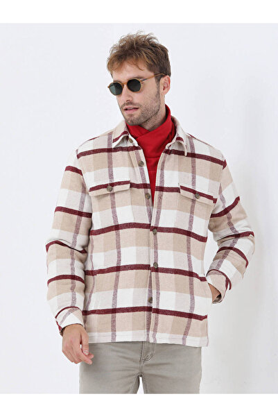 Kip Vizon Kareli Regular Fit Dokuma Pamuk Karışımlı Overshırt