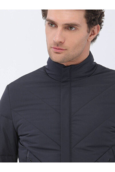 Kip Anthracite Regular Fit Stand Collar Casual Woven Coat