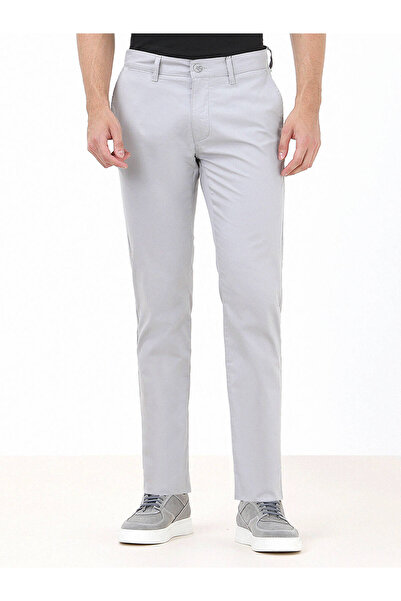 Kip Светлосиви едноцветни тъкани ежедневни панталони с прилепнала кройка от п...