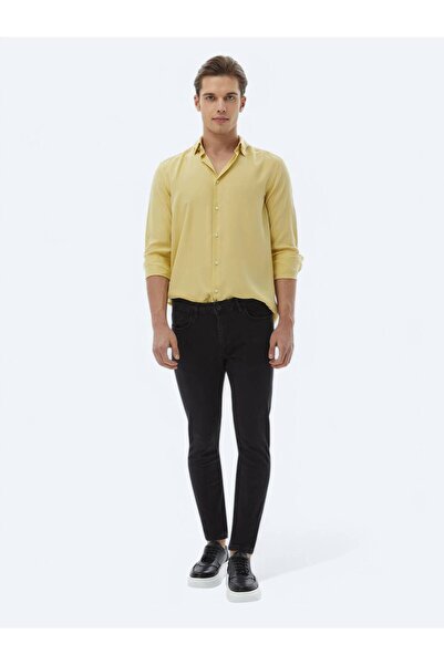 Kip Black Slim Fit Denim - Cotton Blend Trousers
