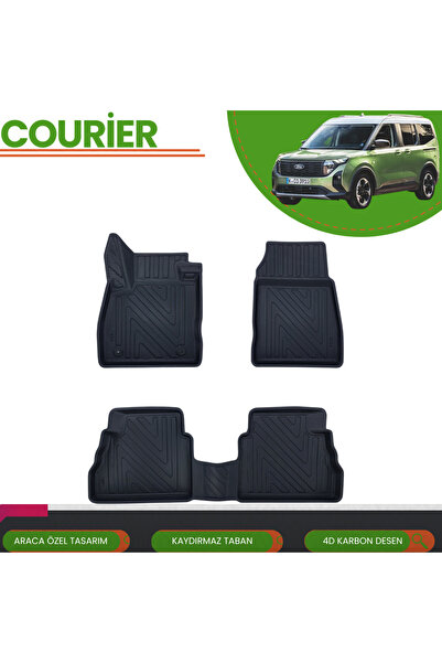 ACK Dizayn FORD COURİER 2024+ ARACA ÖZEL 4D HAVUZLU PASPAS TAKIMI (KARBON)