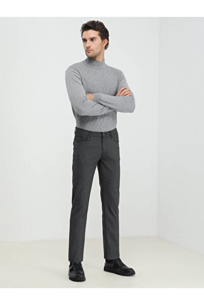 Kip Μαύρο υφαντό παντελόνι με λεπτή εφαρμογή casual βαμβακερό μείγμα