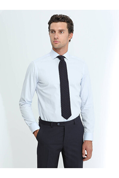 Kip Amestec clasic de bumbac albastru deschis - Cămașă solidă cu croiala normală