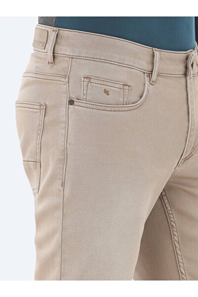 Kip Deve Tüyü Slim Fit Denim Pamuk Karışımlı Pantolon
