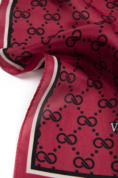 Vissona 100% Silk Tiny Motif Patterned Burgundy Colored 92X210 Shawl