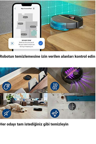 Philips 3'ü 1 Arada Islak, Kuru ve Moplu Premium Robot Süpürge, Ultra Emiş Gücü, 180Dk