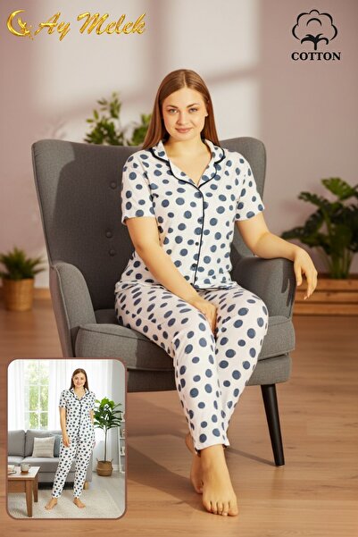 AYMELEK Women's Pajama Set Cotton Plus Size Shirt and Pajama Set (Oversized)