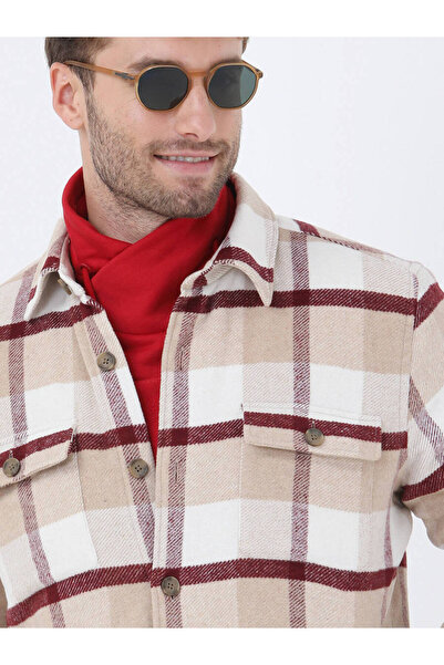Kip Vizon Kareli Regular Fit Dokuma Pamuk Karışımlı Overshırt