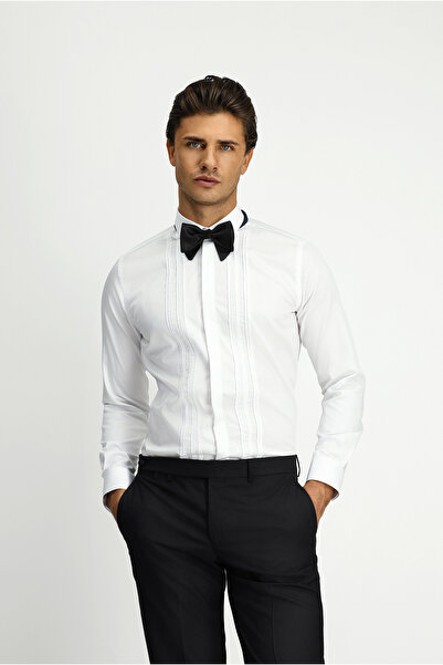 Kiğılı Uzun Kol Slim Fit Dar Kesim Non Iron Klasik Piliseli Pamuklu Gömlek