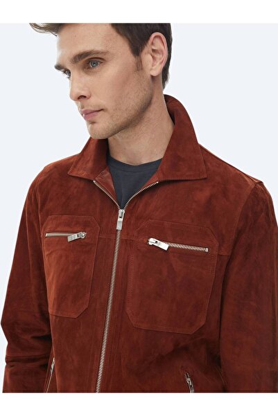 Kip Kiretil Regular Fit Shirt Collar Smart Casual Leather Coat