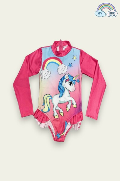 My Kids Wear Бански с дълъг ръкав и воланчета