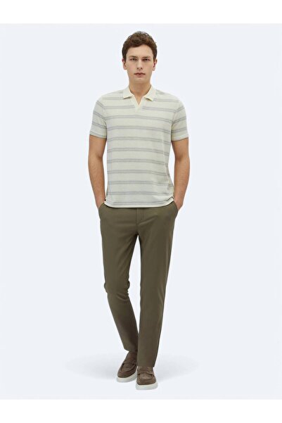 Kip Γκρι ριγέ μπλουζάκι με λαιμόκοψη από βαμβακερό μείγμα