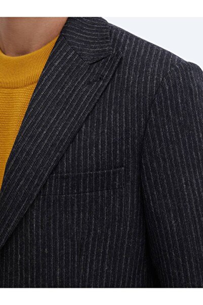 Kip Antrasit Desenli Modern Fit Yün Karışımlı Ceket