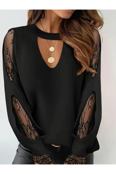 ARONA Women's Long Sleeve Drop Detail Viscose Two Thread Blouse