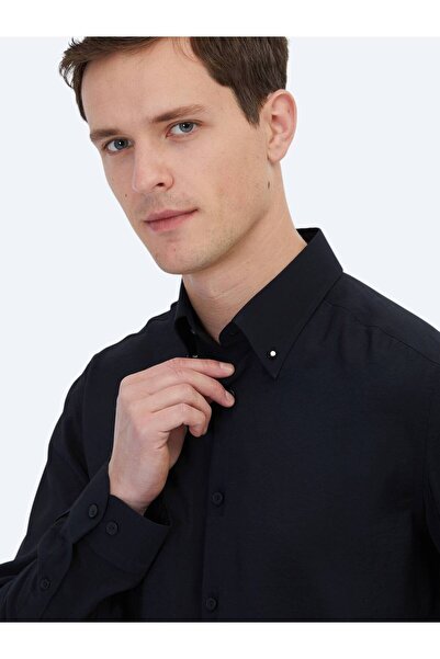 Kip Siyah Regular Fit Dokuma Casual Gömlek