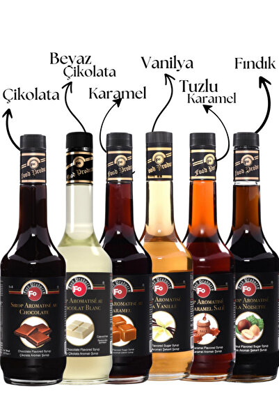 FO 6'lı Avantaj Paketi Çikolata Beyaz Çikolata Karamel Vanilya Fındık Tuzlu Karamel Şurubu