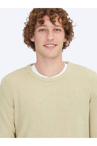 Kip Yağ Yeşili Bisiklet Yaka Jakarlı Triko Kazak