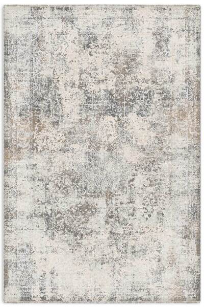 Pastel Home Vintage Bej Gri Şönil Halı Kilim Yolluk Kaymaz Yıkanabilir Saçakl...