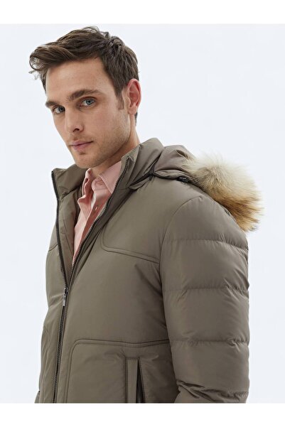 Kip Mink Regular Fit Hooded Casual Woven Coat