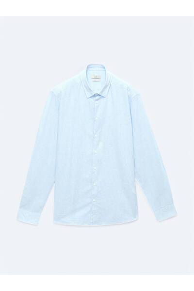 Kip Navy Blue Striped Regular Fit Woven Casual Cotton Blended Shirt