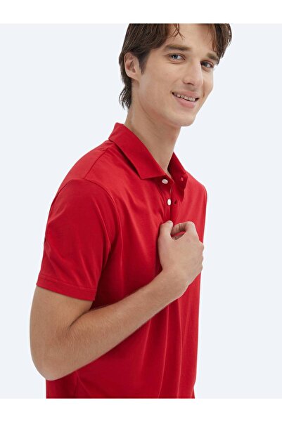 Kip Kırmızı Düz Polo Yaka %100 Pamuk T-Shirt
