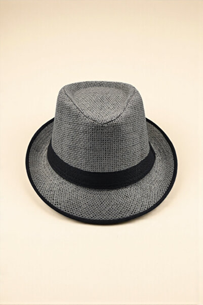 Milleniva Summer Straw Gray Panama Trilby Hat