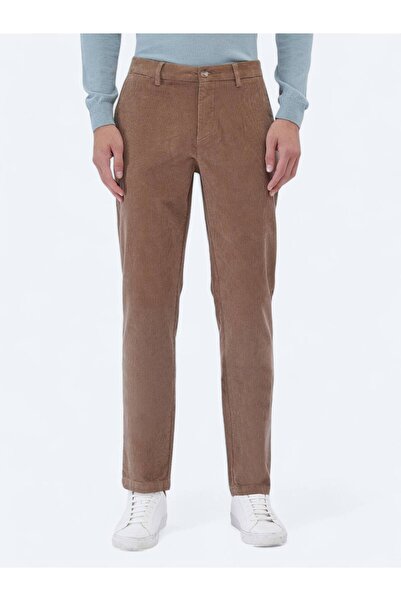 Kip Deve Tüyü Dokuma Regular Fit Kadife Casual Pamuk Karışımlı Pantolon