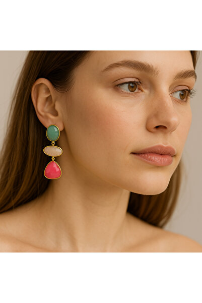 Glithe أقراط نسائية من الحجر الملون