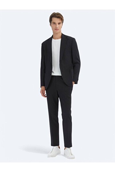 Kip Siyah Desenli Modern Fit Takım Elbise