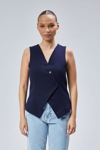 Bolivente Γυναικείο γιλέκο με λαιμόκοψη - κανονική εφαρμογή, με κουμπιά